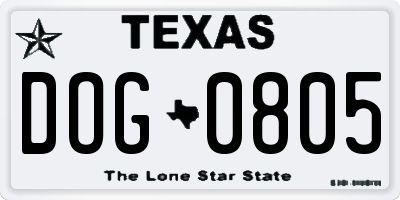TX license plate DOG0805