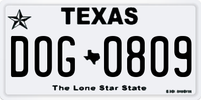 TX license plate DOG0809