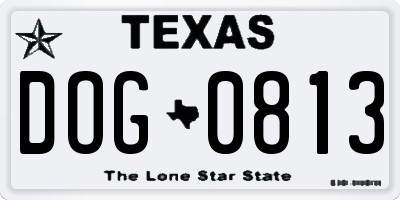 TX license plate DOG0813