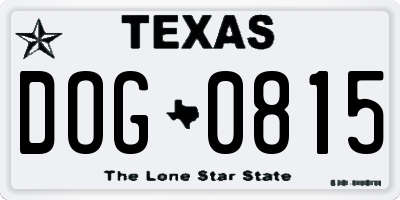 TX license plate DOG0815