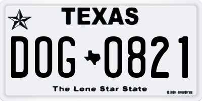 TX license plate DOG0821
