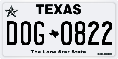 TX license plate DOG0822