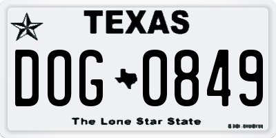TX license plate DOG0849
