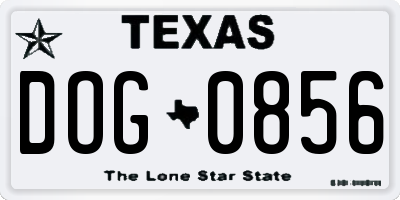 TX license plate DOG0856