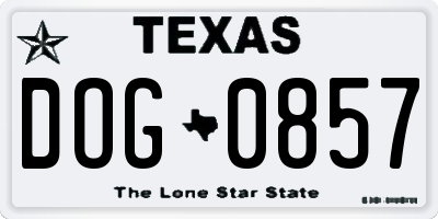 TX license plate DOG0857