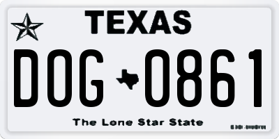 TX license plate DOG0861