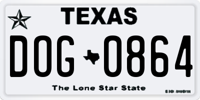 TX license plate DOG0864
