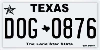 TX license plate DOG0876