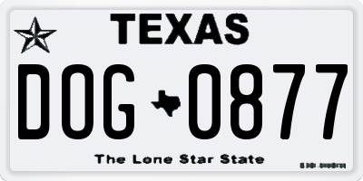 TX license plate DOG0877