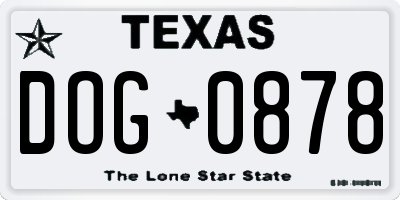 TX license plate DOG0878