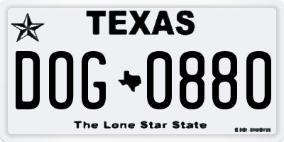 TX license plate DOG0880