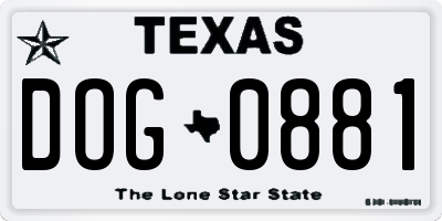 TX license plate DOG0881