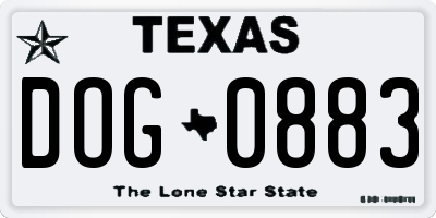 TX license plate DOG0883