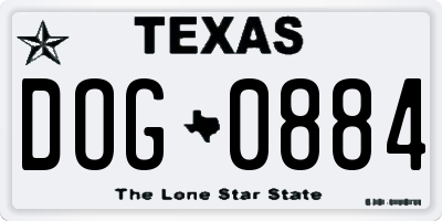 TX license plate DOG0884