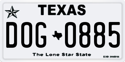 TX license plate DOG0885
