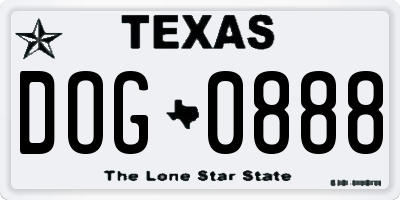 TX license plate DOG0888
