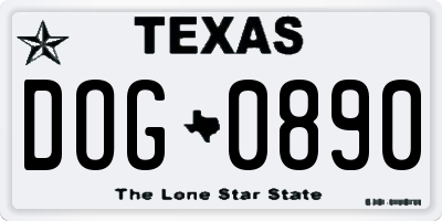 TX license plate DOG0890