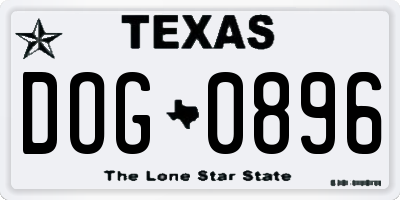 TX license plate DOG0896