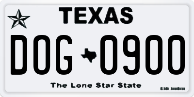 TX license plate DOG0900