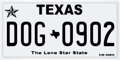 TX license plate DOG0902