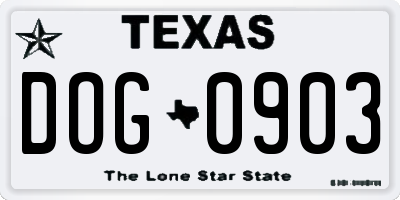 TX license plate DOG0903