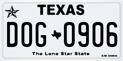 TX license plate DOG0906