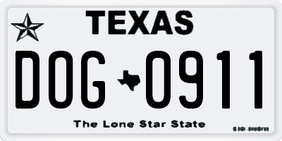 TX license plate DOG0911