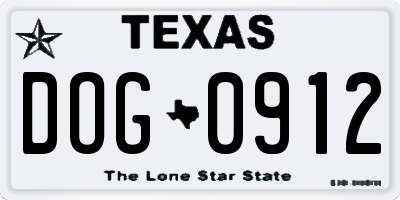 TX license plate DOG0912