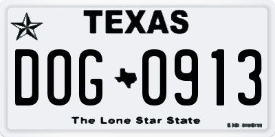TX license plate DOG0913