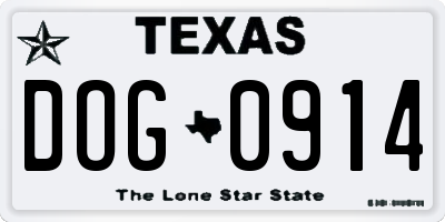 TX license plate DOG0914