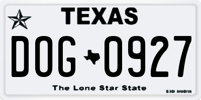 TX license plate DOG0927