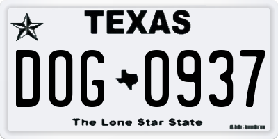 TX license plate DOG0937