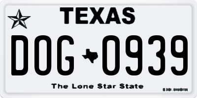 TX license plate DOG0939
