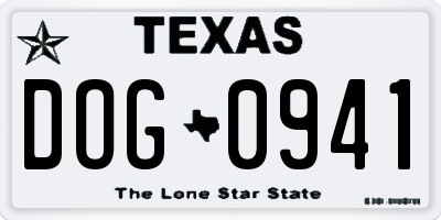 TX license plate DOG0941