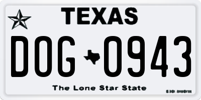 TX license plate DOG0943