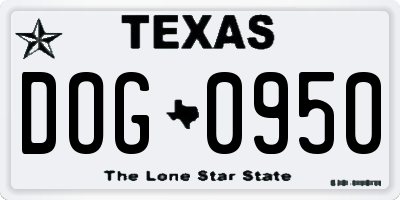 TX license plate DOG0950
