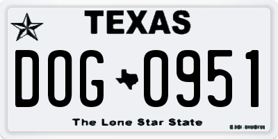 TX license plate DOG0951