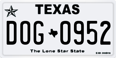 TX license plate DOG0952