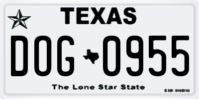 TX license plate DOG0955