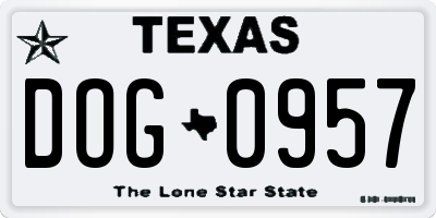 TX license plate DOG0957