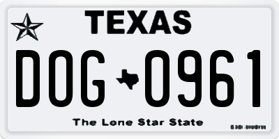 TX license plate DOG0961