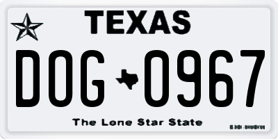 TX license plate DOG0967