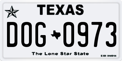 TX license plate DOG0973