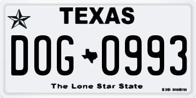 TX license plate DOG0993