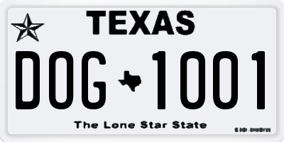 TX license plate DOG1001