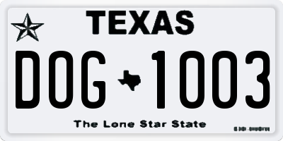 TX license plate DOG1003