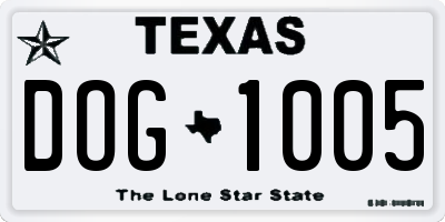 TX license plate DOG1005
