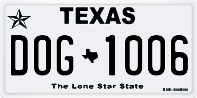 TX license plate DOG1006
