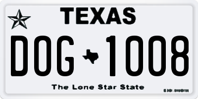 TX license plate DOG1008