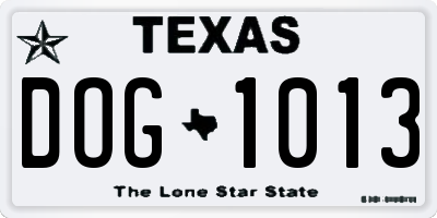 TX license plate DOG1013